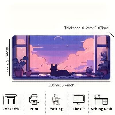 TEMU Extra Large Purple Mouse Pad - Rubber Base Durable Rubber, Vibrant Starry Night Design, Gaming, Office Decor, And Desk Protection, Office Mouse Pad | Starry Image