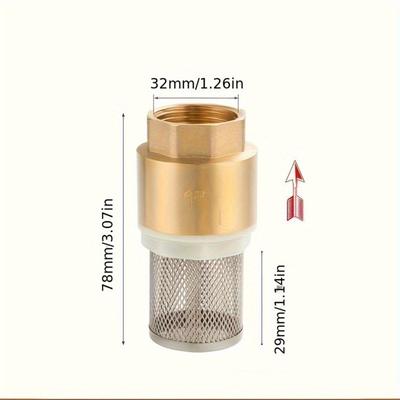 "TEMU Brass Foot Valve, Water Pump Bottom Valve, Check Valve With Filter, Foot Valve Filter Valve Foot Valve Strainer--1/2" Dn20-3/4" Dn25-1", Hydraulic Valv" Image