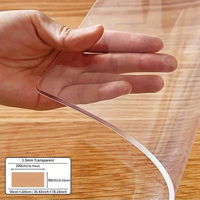 TEMU 1.5mm Thick Clear Pvc Tablecloth Protector, Scratch-resistant, Heat-resistant, On Wood Or Metal Surfaces - Ideal For Home, Hotel Dining, And Coffee Tables, Coffee Table Protector Image
