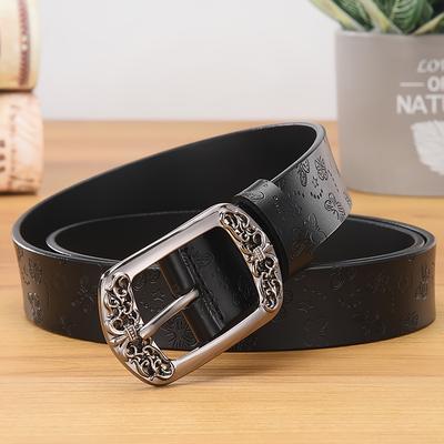 TEMU 1pc Women's Pu Leather Belt With - Classic Versatile Style For Casual, Weddings, Parties & - Alloy & Standard Size Image