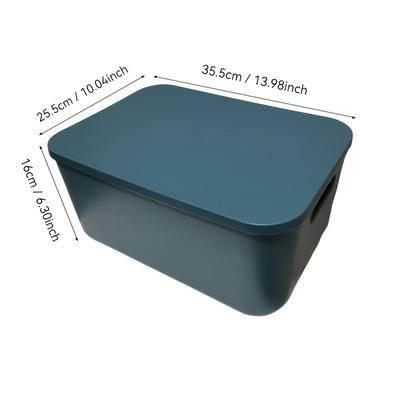 TEMU 1pc 16l Colorful Plastic Storage Box With Lid - Waterproof, Stackable, Multi-use Organizer For Office, Home, And Dorm - Ideal For Snacks, Toys, And Crafts, Office Storage| Box|stackable Boxes Image
