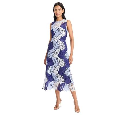 Printed Lace Sleeveless Midi Dress - Blue - Maggy London Dresses