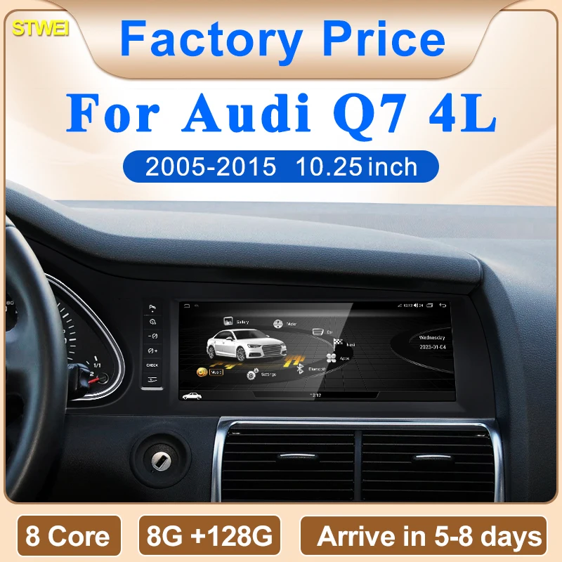 STWEI Neue Schwarz Auto Multimedia Drahtlose Android AUTO CarPlay 10,25 zoll Bildschirm Für AUDI Q7 2005-2015 Jahre auto Video Player Image