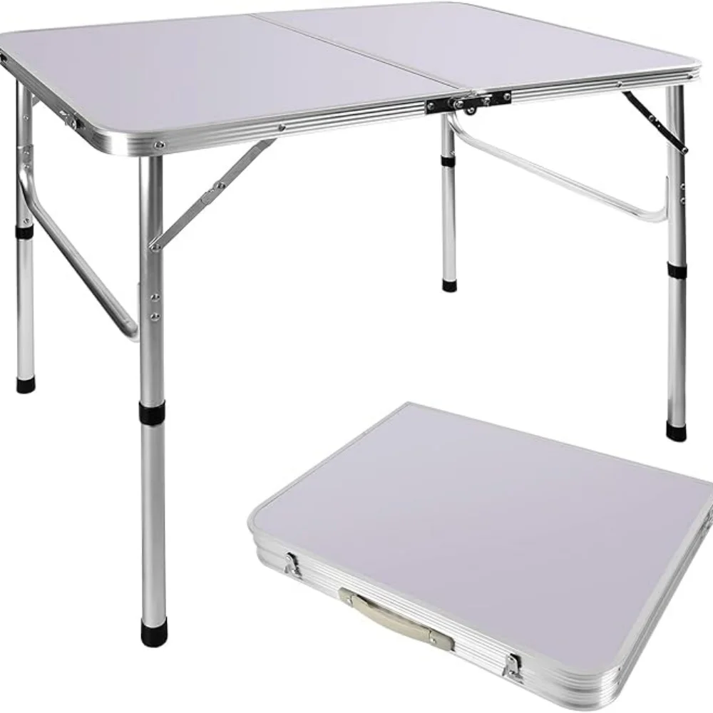 3FT/90cm Klapptisch Leichter tragbarer Campingtisch, rutschfeste Gummifüße, hochwertiger faltbarer Tisch aus Stahl und Aluminium
