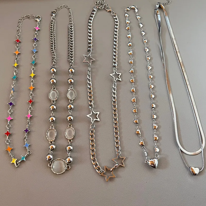 Y2K Shiny Star Heavy Industry Vintage Punk Frauen Halsband Halskette Charme Sensibilität Spicy Girl Gothic Grunge Schmuck Zubehör