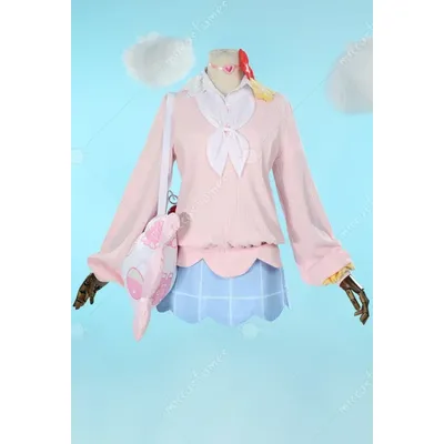 2025 HEISSE KOSTÜME Damen Anime Rosa Top und karierter Rock mit Hemd und Handtasche Cosplay Kostüm Image