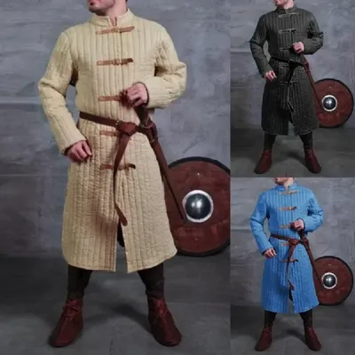 Cosplay Mittelalterliche Rüstung Kostüm Männer Gambeson Trägerjacke Larp Pirat Wikinger Krieger Image