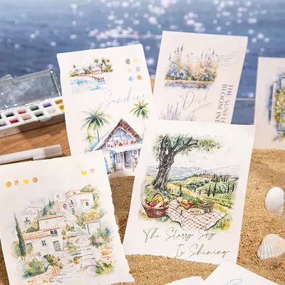 20 Blatt/Beutel Aufkleberpaket Freizeit Reise Serie Urlaub Landschaft Kreative Handbücher Collage Material DIY Tagebuch Tasse Dekoration Image