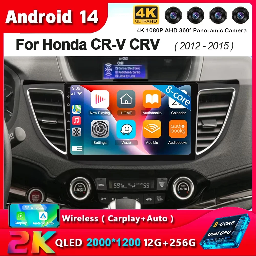 Android 15 Autoradio-Stereo-Multimedia-Player, kabellose Carplay-WIFI-Navigation für Honda CRV CR-V 2011 2012 2013 2014 2015 2016 Image