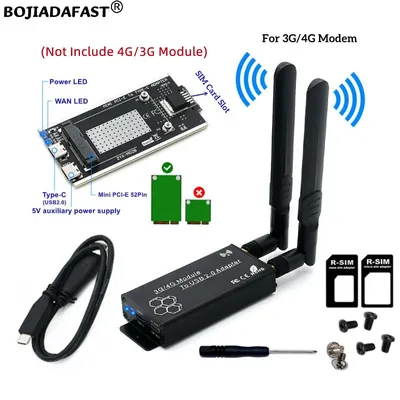 USB 2.0 zu Mini PCI-E MPCIe Wireless Modul Adapter 1 SIM-Kartenhalter mit 2 Antennen + Schutzhülle Image