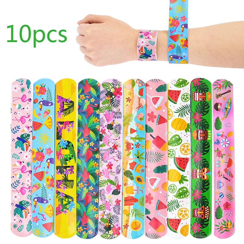 10/12 Stück Hawaiian Party Aloha Slap Armbänder Tropischer Flamingo Partypreis Goodie Bag Filler Luau Sommer Strand Geburtstagsdekoration Image