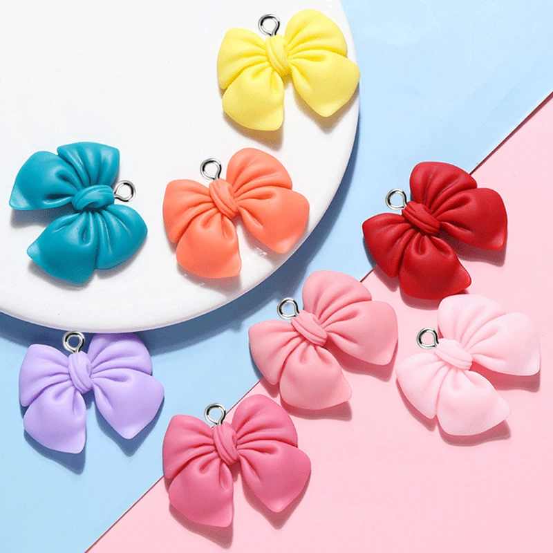 10 Stück Schleife Harz Anhänger Niedlicher Schmetterling Knoten Charms für Schmuckherstellung Zubehör DIY Ohrringe Halskette Schlüsselanhänger Image
