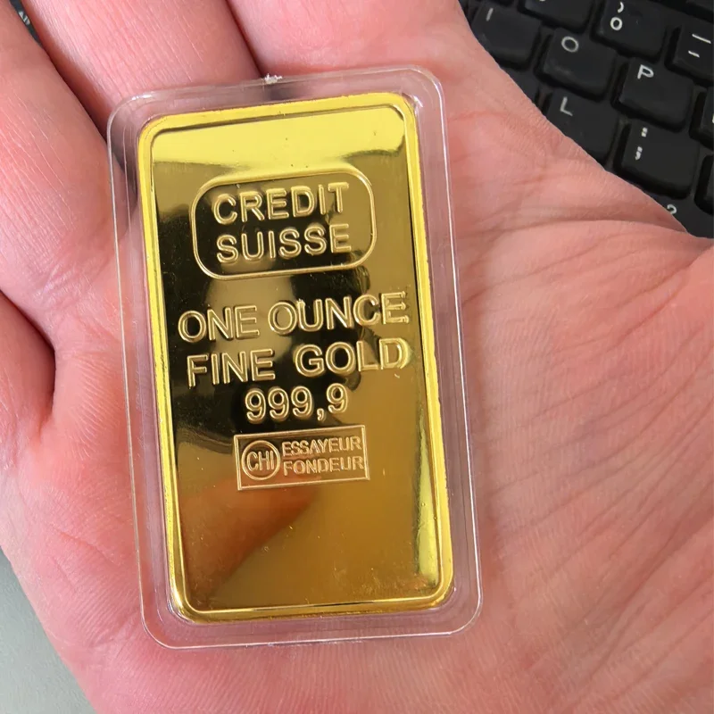 Home-Office-Schreibtisch-Ornament, vergoldetes Kupfer, Mini-Goldbarren-Nachbildung, dekoratives Sammlerstück, Souvenir, kleines Modell zur Präsentation Image