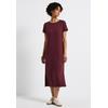 Midikleid STREET ONE, Damen, Gr. 46, EURO-Größen, rot (schwarz cherry rot), Stoff, 75% Viskose, 20% Polyester, 5% Elasthan, unifarben, casual, normal wadenlang, Rundhals, Kurzarm Umschlagbund, Kleider, mit Rundhalsausschnitt