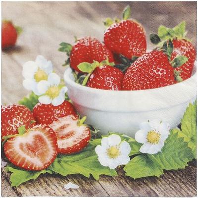 Papstar Servietten mit Motiv Strawberry Taste 3-lagig 20 Stück mehrfarbig, 33x33 cm Image