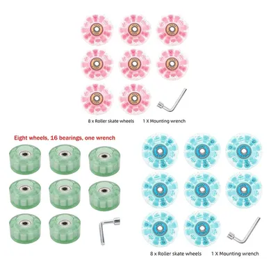 AA79 New 8 Piece Glitter Light Up Roller Skate Wheels Luminous Skate Wheels With Bearings Installed
