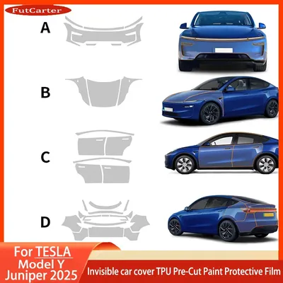For Tesla ModelY Juniper2025 TPU Transparent Sticker Body Accessories Styling Pre-Cut Paint Protection Film Car Clear Kit Sticke