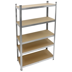 ECD Germany Werkstattregal Schwerlastregal 170x70x30 cm bis 350kg belastbar verzinktes Metall 5 MDF-Platten höhenverstellbar Lagerregal Steckregal Image