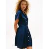 Hemdblusenkleid TOMMY HILFIGER "VIS TWILL S/S F&F MINI DRESS", Damen, Gr. 36, N-Gr, blau (marine), Web, Obermaterial: 100% Viskose, unifarben, casual, regular fit, Kurzarm, Kleider