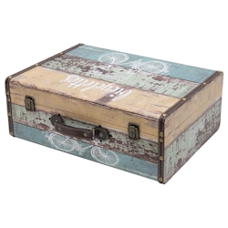 HMF VKO106 Vintage Koffer aus Holz, 44 x 32 x 16 cm, Deko Fahrrad Image