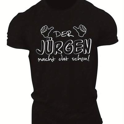 "TEMU Men's "der Macht Das Schon!" Graphic T-shirt - Casual Summer Tee With Illustrations, Lightweight & Stretchy Fabric, Round Neck, Everyday Tshirt | Print | , Plus Size" Image