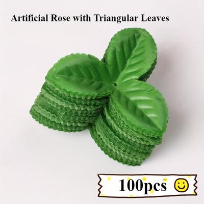 TEMU 100pcs Of Simulated Rose Triangular Leaves, Suitable For Wedding Decoration And Home Decorations - Triangular Simulation Leaves Used In Flower Arrangement Matching Image