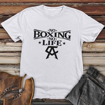 "TEMU Men's "no Boxing " Graphic T-shirt - Casual Short Sleeve Summer Tee With , Breathable Stretch Fabric, Regular Fit For Gym & Outdoor Activities, Print Top, Medium Elasticity Shirt" Image