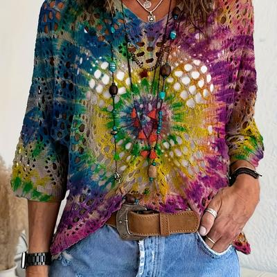 TEMU Tb369 Dp022188 Spring/summer Fashion Versatile Pullover V-neck Short Sleeve Women's Hollow-out Knitwear Top Image