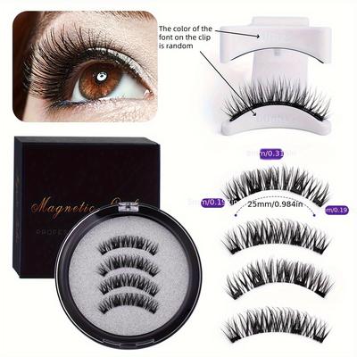 TEMU Eyelash Set - Reusable False Lashes With Applicator, -free Material, Professional Eye Shadow Kit Image