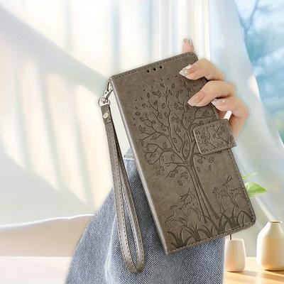 TEMU For Pova 5 6 Pro 5g Printed With Patterns Of Deer And Trees Luxury Pu Leather Flip Wallet Case With Card Holder Foldable Stand Stylish Solid With Card Slots Wristband Rope Image