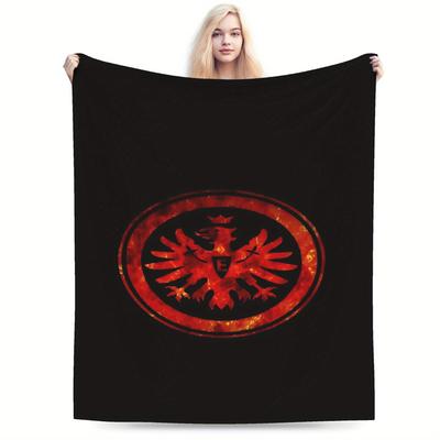 TEMU German Soccer Team Emblem Flannel Throw Blanket - Cozy, Thickened For Sofa, Bed, Office - Ideal Winter Gift With Logo Design, |vibrant Logo Design|soft Image