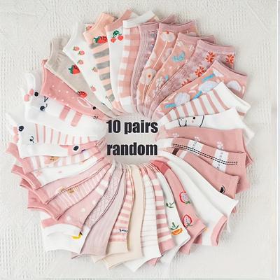 TEMU 10/20 Pairs Of Women's Socks For All Short Socks, Cute Non-slip Short Boat Socks, Breathable Low Cut Invisible Women's Socks Image