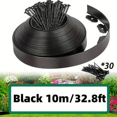 TEMU 5m/10m Garden Bed Landscape Edging Border Strip, Garden Edge Barrier Tape, Lawn Edge Trim Kit, Plastic Yard Flowerbed Landscape Borders Flexible For Gardens Beds And Image