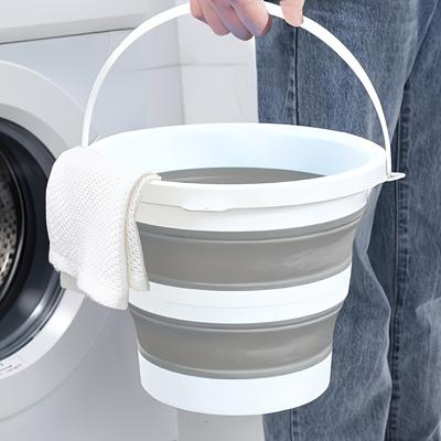 TEMU Durable Silicone Collapsible Water Bucket - Portable, Space-saving Design For Car Wash, Camping, Fishing & Home Storage, Black & Gray Stripes, Camping Essentials|sleek |durable Silicone Image
