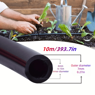TEMU Drip Irrigation Tubing, Pvc Irrigation Hose, 4/7 Mm, Diy Micro Drip Irrigation System, Suitable For 11 Including Home, Garden, Yard, Lawn, Landscaping, Plants, Flowers, And Garden Pipes. Image