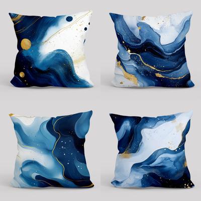 "TEMU Contemporary Pattern Plush Throw Pillow Covers 4-pack, Polyester Decorative Cushion Cases With Zipper Closure, Machine Washable, Woven For Sofa, Bed, Home, Office, - 17.7"" Image