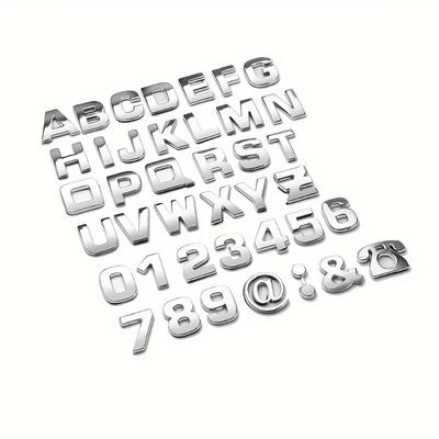 TEMU 40pcs Car Emblem Letter Stickers Diy 3d Chrome Number Symbol Badge Sticker Image