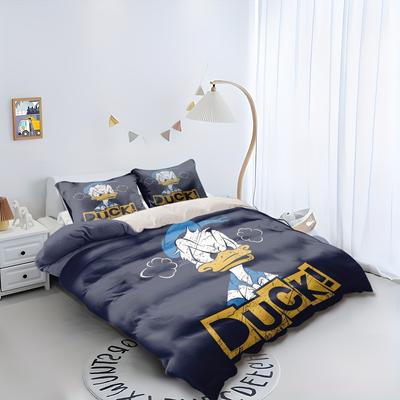 TEMU (authorized) Duck Printed Cartoon Duvet Cover Bedding Sets With 3pcs Includes Duvet Cover Pillowcases For Bedroom 2 Pillowcases With Cute Character Designs Day, Couple Double Single Multi Size Image
