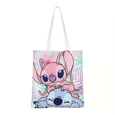 TEMU Stitch & Crossbody Bag - Cute Cartoon Print Durable Shoulder Bag With Fixed Strap, Open For Women's Fashion, Hand Washable Casual Everyday Use, Purse, Quality Fabric Construction Image