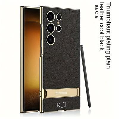 TEMU Customizable Models For Galaxy S23 Ultra/ S24 Ultra/ S25 Ultra Features Personalized Initials And Leather 3d Letter Design With Invisible Auto-adjusting Bracket Image