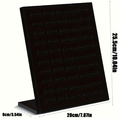 TEMU 50-slot Ring Display Stand, Plastic And Fleece Jewelry Display Cabinet Ring Display Props, Durable Tray Stand, Hollow Twist Design, Suitable For Stalls Image