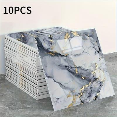 TEMU Luxury Marble Effect Self-adhesive Wallpaper, Waterproof And Moisture-resistant, Ideal For Kitchen And Bathroom, Diy Installation, No Residue, Brick Pattern, Precise Matching Image