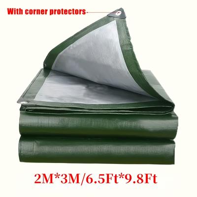 TEMU 1pc Heavy-duty Pe Tarpaulin, Extra-thick Waterproof Sunshade Tarp, Reinforced Waterproof Canvas, Suitable For Cars, Home Use, Camping, Rain Protection Cover - Ideal Christmas And New Year Gift Image