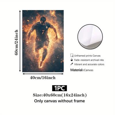 TEMU 1pc Soccer Canvas Art Print - Football Player Decor For Living Room, Bedroom, Office - Poster Image