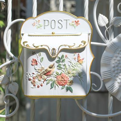 TEMU 1pc Rustic Metal Post Box, Vintage Garden Decoration, Waterproof Wall Mounted Mailbox, Farmhouse Style Letter Box, No Electricity Needed, Garden Houses Image