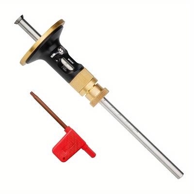 TEMU Precision European Woodworking Scriber - Fine-tuning Marking Gauge With Aluminum Alloy Blade, Stainless Steel Measuring Rod & Brass Handle Image