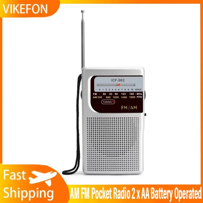 VIKEFON Tragbares Mini-AM/FM-Radio mit AA-Batterie, Dualband-Stereo-Taschenradio, geeignet zum Wandern, Camping, mit Kopfhöreranschluss