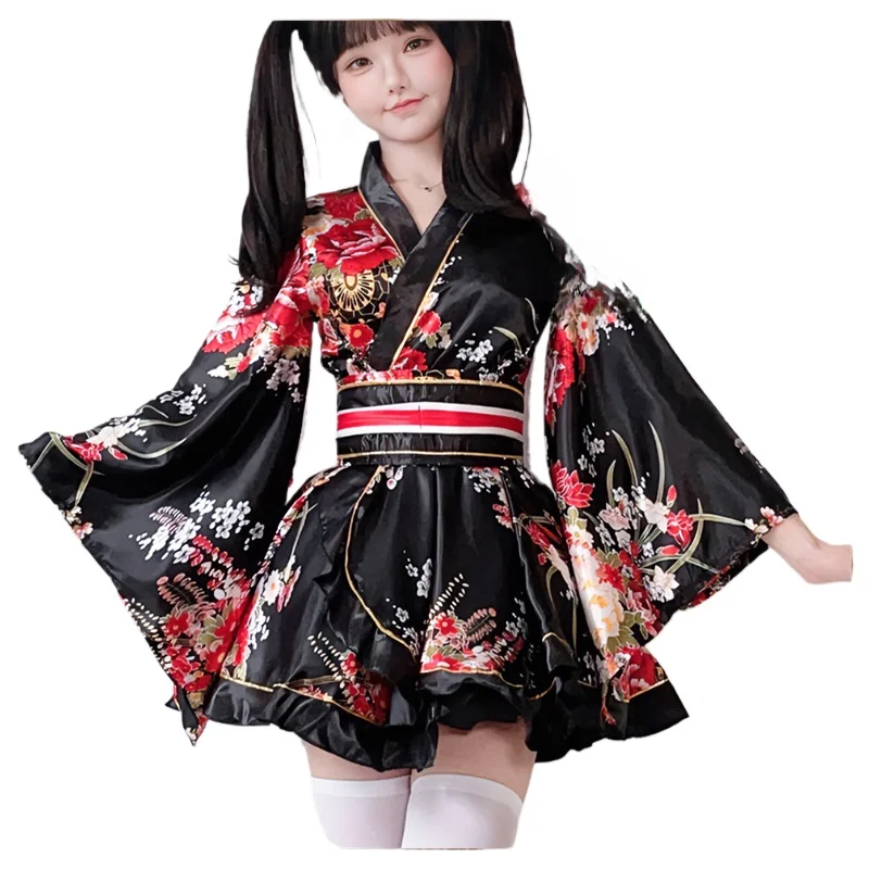 Halloween neue japanische formale traditionelle Kimono Rollenspiel Kostüm Sommer Japanisch gedruckt verbesserte Yukata Kimono Frauen Set Image