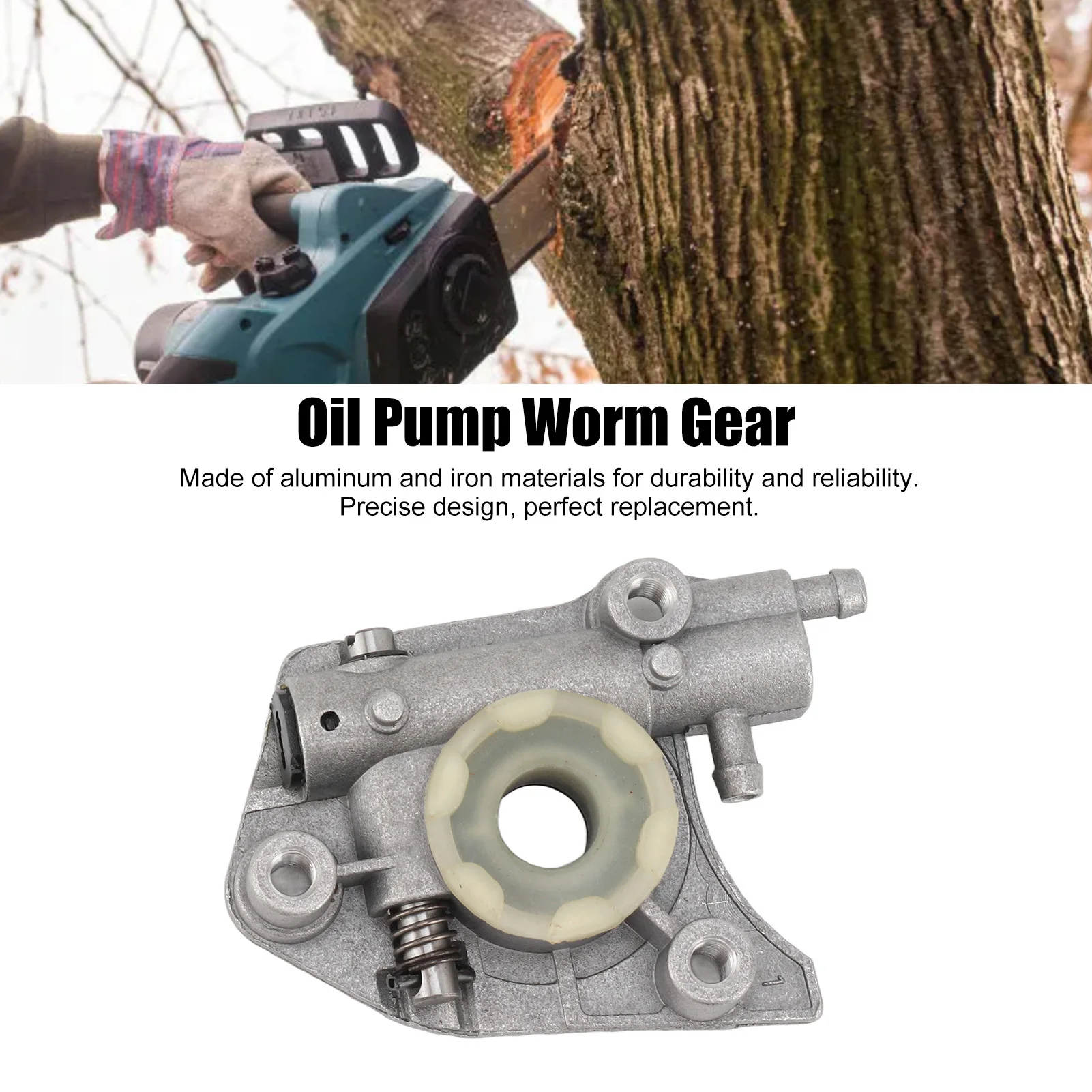 Kettensägen-Schneckenölpumpe, Aluminium-Eisen-Schneckenölpumpe, Ersatz, einfache Installation, stabil, breite Kompatibilität für CS3200, CS3500 Image