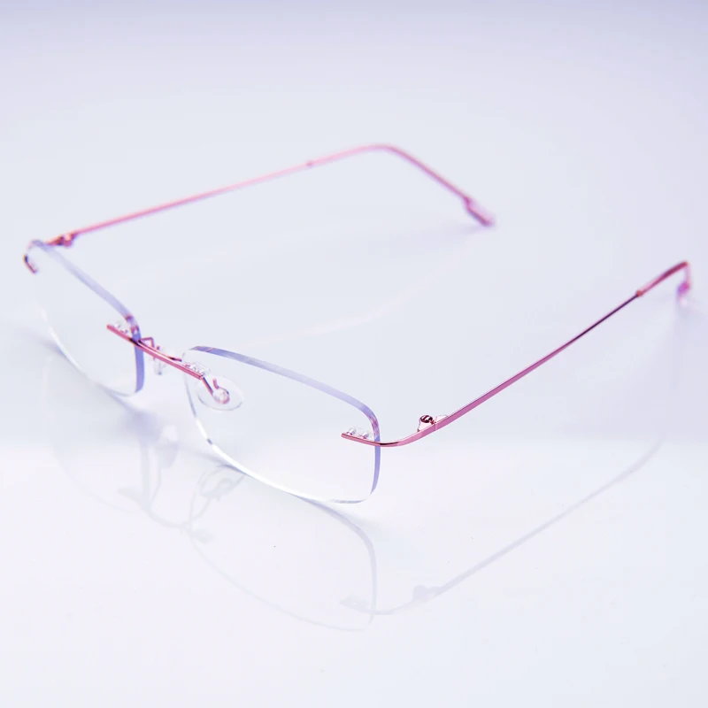 Männer Lesebrille Randlose Cut Presbyopie Brille Anti Blau Licht Schmale Quadratische Brillen Rezept Rahmen Image